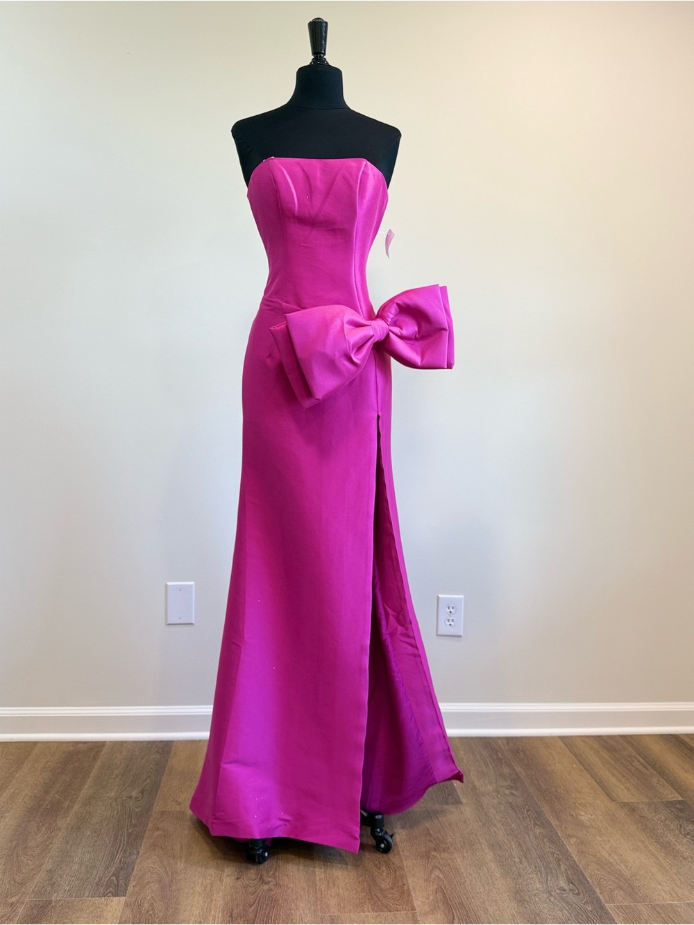 Jovani Strapless Fuchsia Evening Gown with Side Bow